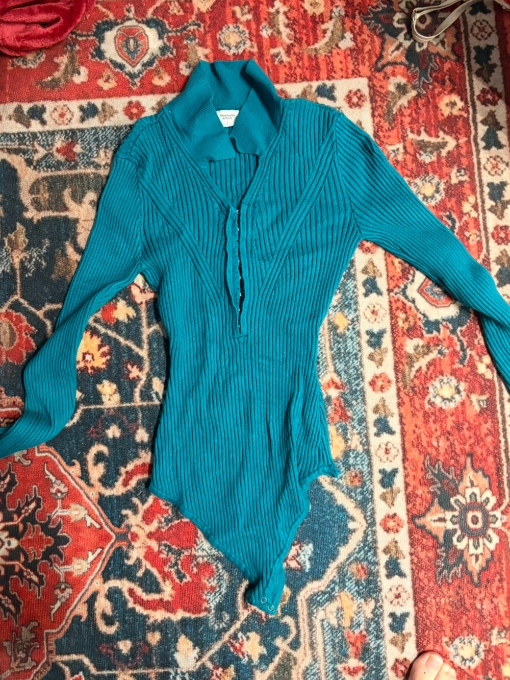Abercrombie & Fitch Teal Ribbed Cowl Neck Sweater